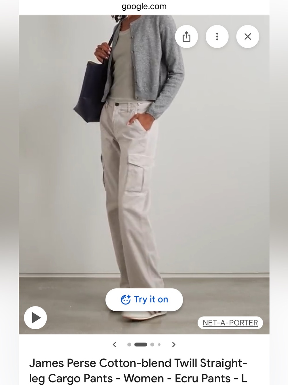 James Perse Ecru Straight-Leg Cargo Pants